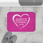 Bath Mat Heart White Pink