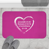 Bath Mat Heart White Pink