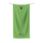 Towel Bath Heart Black Light Green