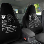 Car Seat Covers Saint Sinner White Black