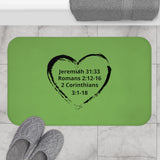 Bath Mat Heart Black Light Green