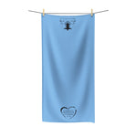 Towel Bath Heart Black Light Blue