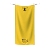 Towel Bath Heart Black Yellow