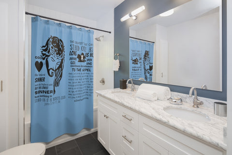 Shower Curtain - Saint Sinner Black Light Blue