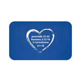 Bath Mat Heart White Navy