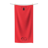 Towel Bath Heart Black Red