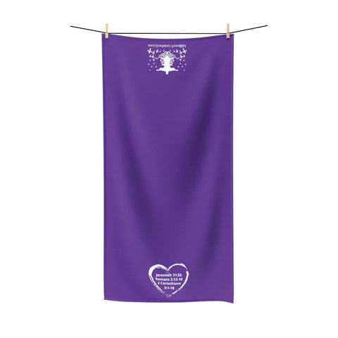 Towel Bath Heart White Purple