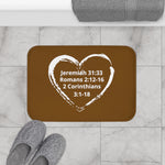 Bath Mat Heart White Brown