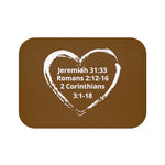 Bath Mat Heart White Brown