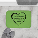 Bath Mat Heart Black Light Green