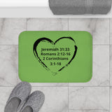 Bath Mat Heart Black Light Green