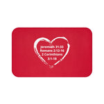 Bath Mat Heart White Red