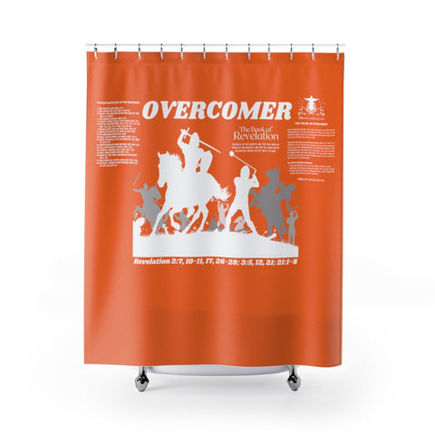 Shower Curtain - Overcomer White Orange