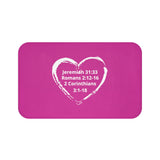 Bath Mat Heart White Pink