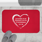 Bath Mat Heart White Red